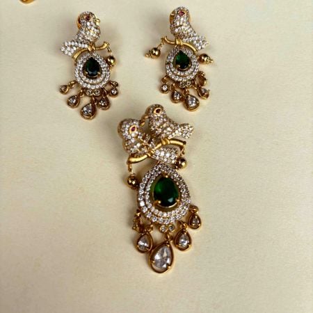 Handmade Brass Metal Jewellery Bird Pendant Set
